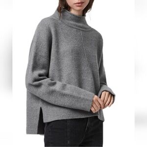 AllSaints Orsa Jumper Funnel Mockneck Turtleneck Grey Medium Wool M